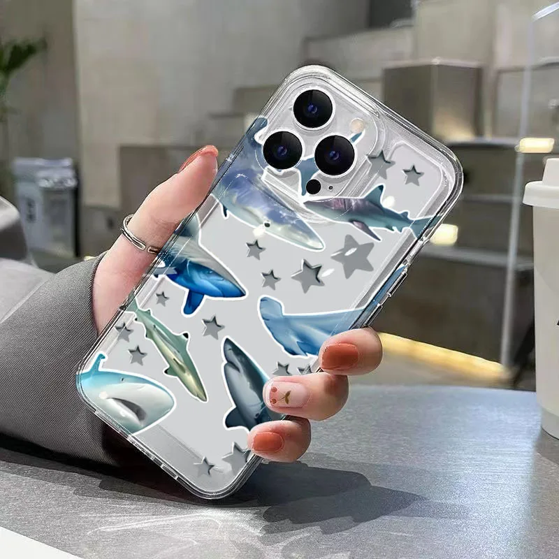 Marine Shark Label Clear Shockproof Soft Phone Case