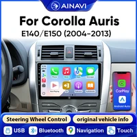 Autoradio AINAVI pour Toyota Corolla E140 E150 2003-2020 Auris 2Din Bluetooth sans fil Carplay Android Auto Écran Carplay pour voiture Stéréo de voiture Audio de voiture Affichage Carplay pour voiture Radio de voiture Stéréo automobile Écran de voiture BT USB FM 4G GPS SWC 9 pouces 1