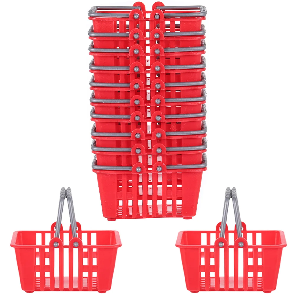 

Mini Supermarket Shopping Basket Ornament Plastic Pretend Play Toy Dollhouse Furniture Accessories