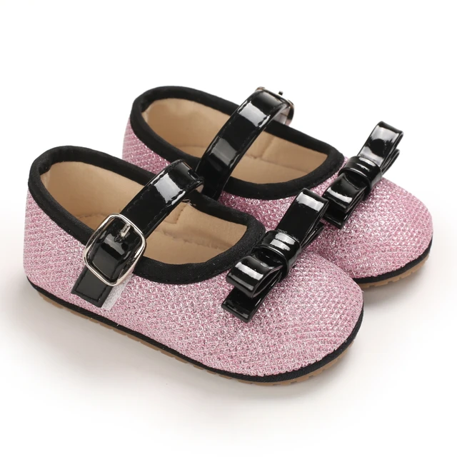 Baby Walking Shoes Golden Baby First Walkers Shoes Gold Princess Shoes Comfortable Soft Soled Non Slip Walking Shoes Pre-Walkers B270 pink