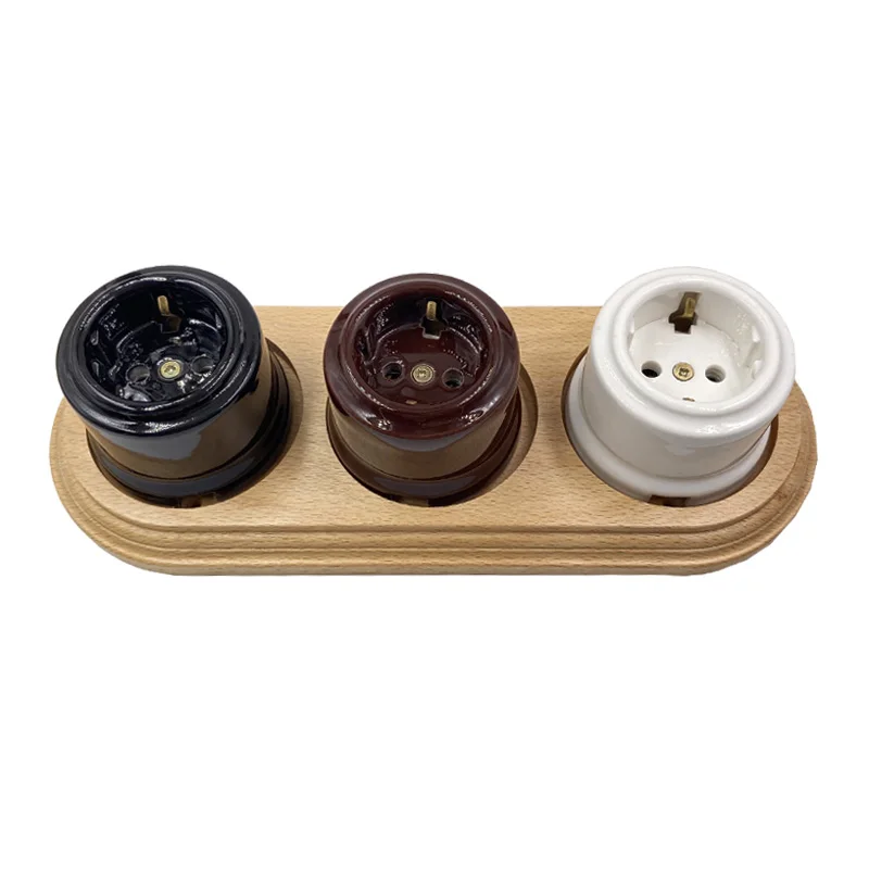 Home Improvement Ceramic Socket Wall Electrical EU Socket Ceramic Switch AC 15A 110-250V 6