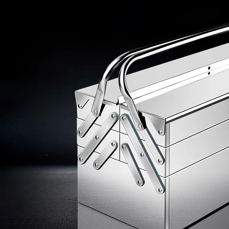 Three-Layer Folding Thickening Toolbox Stainless Steel Multi-Function Toolbox Industrial Portable Hardware Storage Household 4