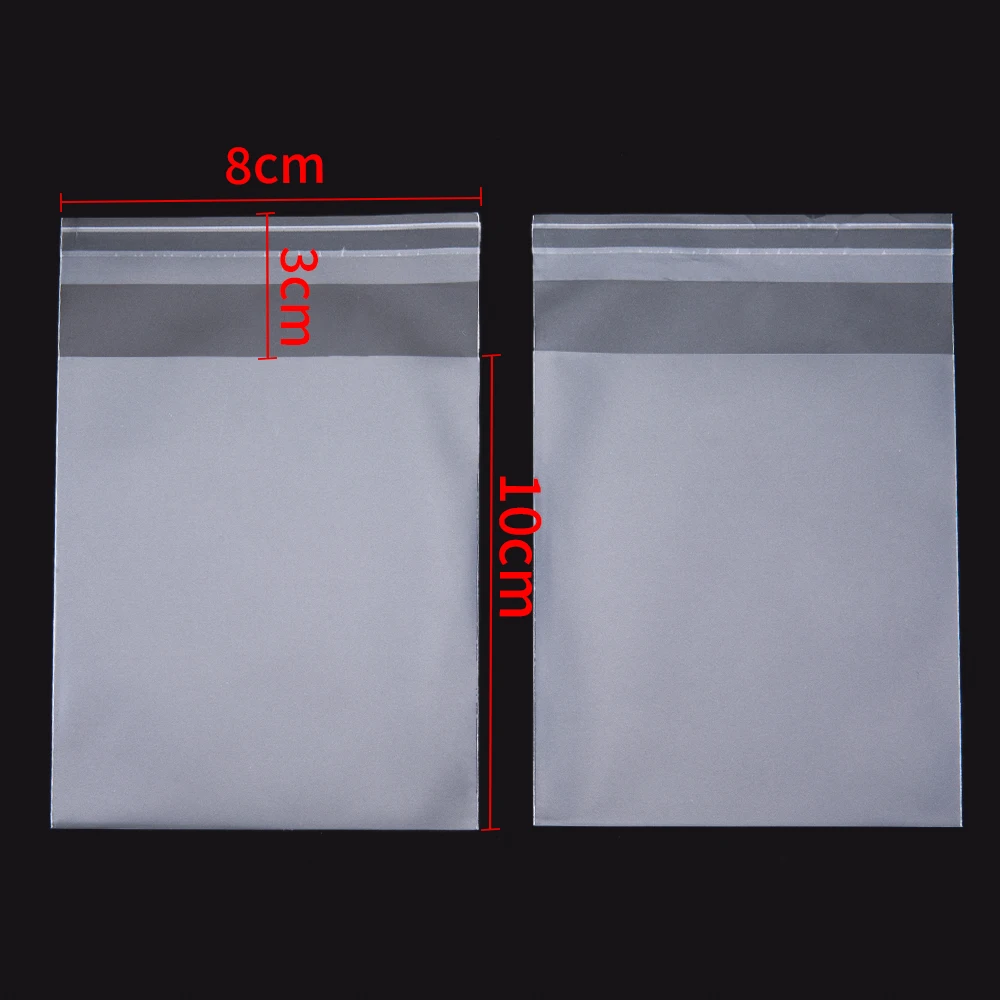 100pcs Transparent Frosted Opp Bag 5.5cm 7cm 8cm 10cm Self Adhesive Pouch for for DIY Handmade Candy Cookie Gift Packaging Bags