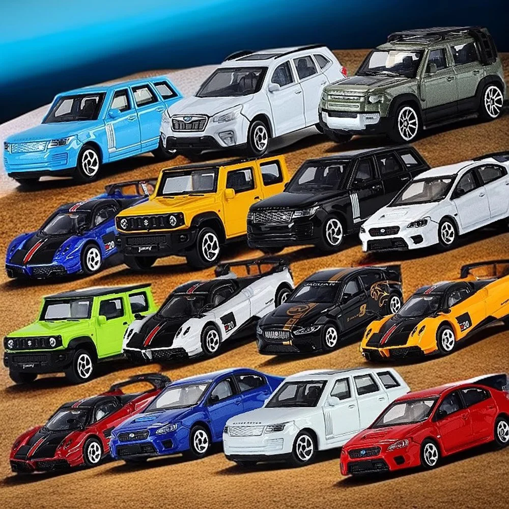 Metal Slide Forward Supercar Toy Collection - Range Rover, Jaguar, and Hustler Cars