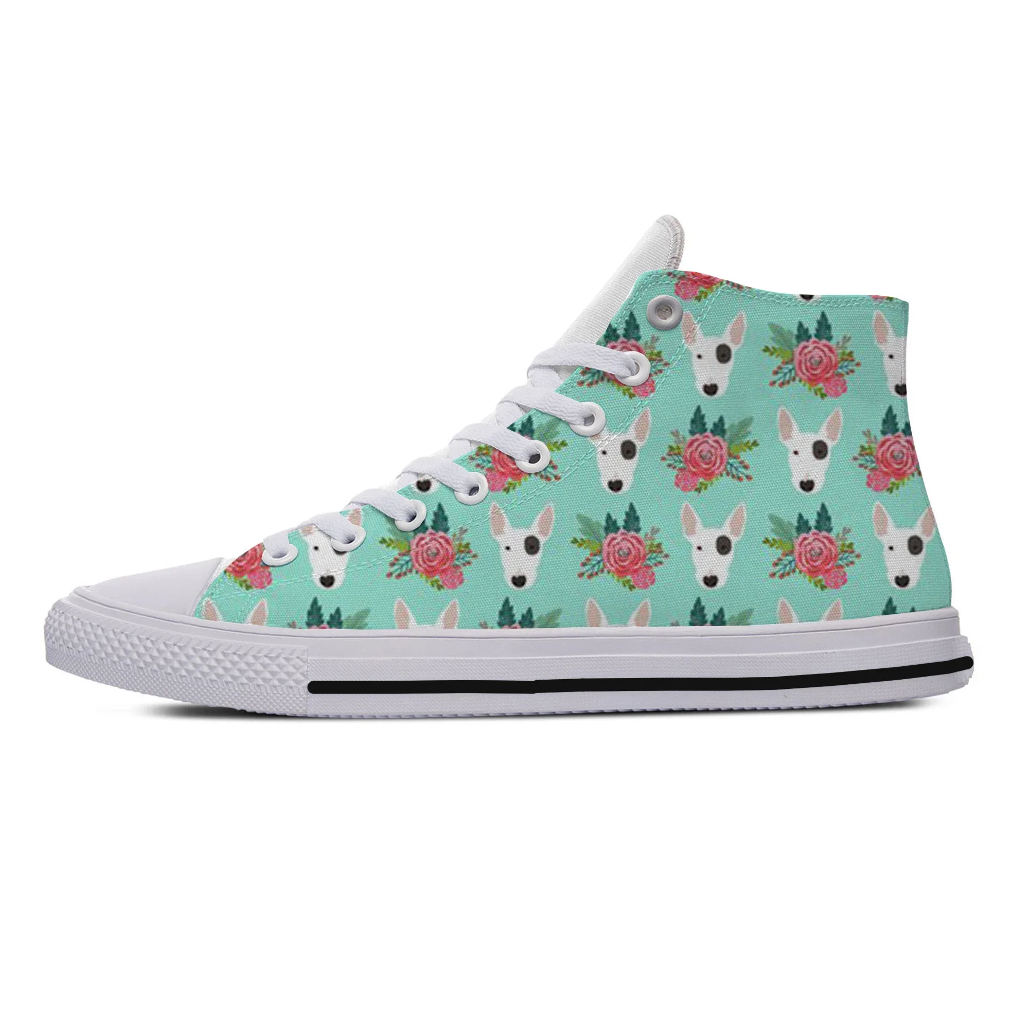 Hot Cool Summer Cute Bull Terriers Animal Pets Dog Kawaii High Top Canvas Shoes Men Women Casual Sneakers Fashion Board Shoes