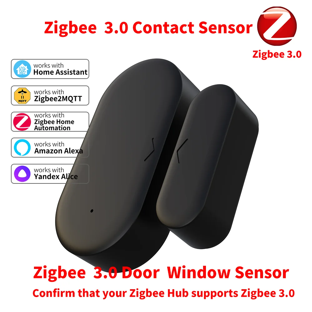 Zigbee 3.0 접촉 센서 도어 센서 창문 센서 Zigbee 허브는 홈 어시스턴트와 함께 작동해야 합니다. Yandex Alexa ZHA Zigbee2MQTT HA