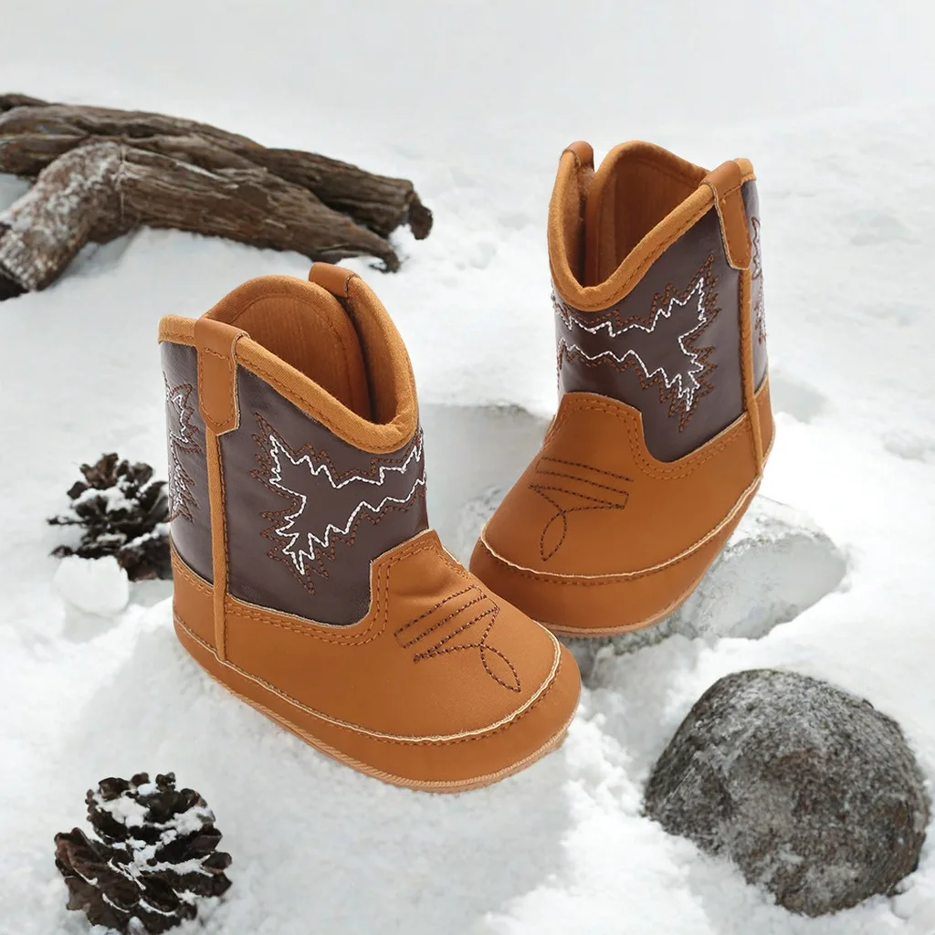 Fashionable and popular baby shoes Western denim midsole boots autumn and winter warm and Rubber anti slip casual walking shoes 1