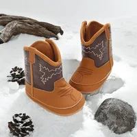 Fashionable and popular baby shoes Western denim midsole boots autumn and winter warm and Rubber anti slip casual walking shoes 1