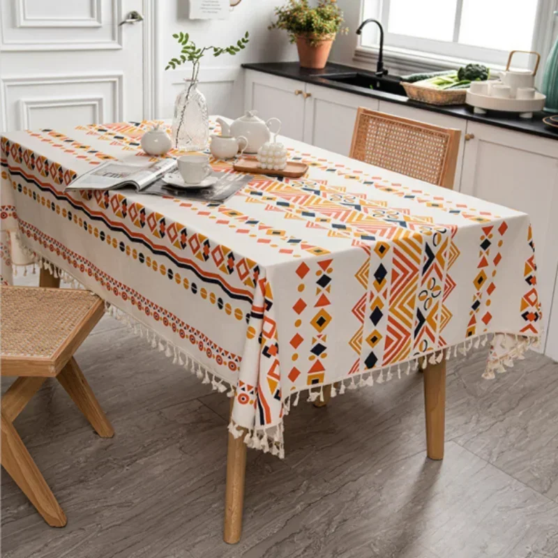 

Bohemian ethnic kitchenette camping mat waterproof oil-proof cotton linen printing table cloth