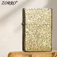 ZORRO 902  Five-face Carving Constantine Cross Brass Kerosene  Lighter 2