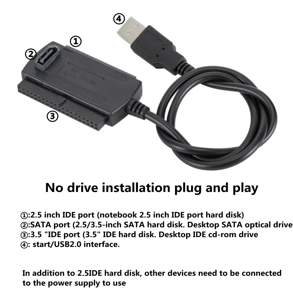 LccKaa USB 2.0-IDE SATA S-ATA 2.5 3.5 HDD �ϵ� ����̺� ����� 3 in 1 2.5/3.5 ��ġ ������ ���� �ϵ� ����̺� ��ȯ ���̺�