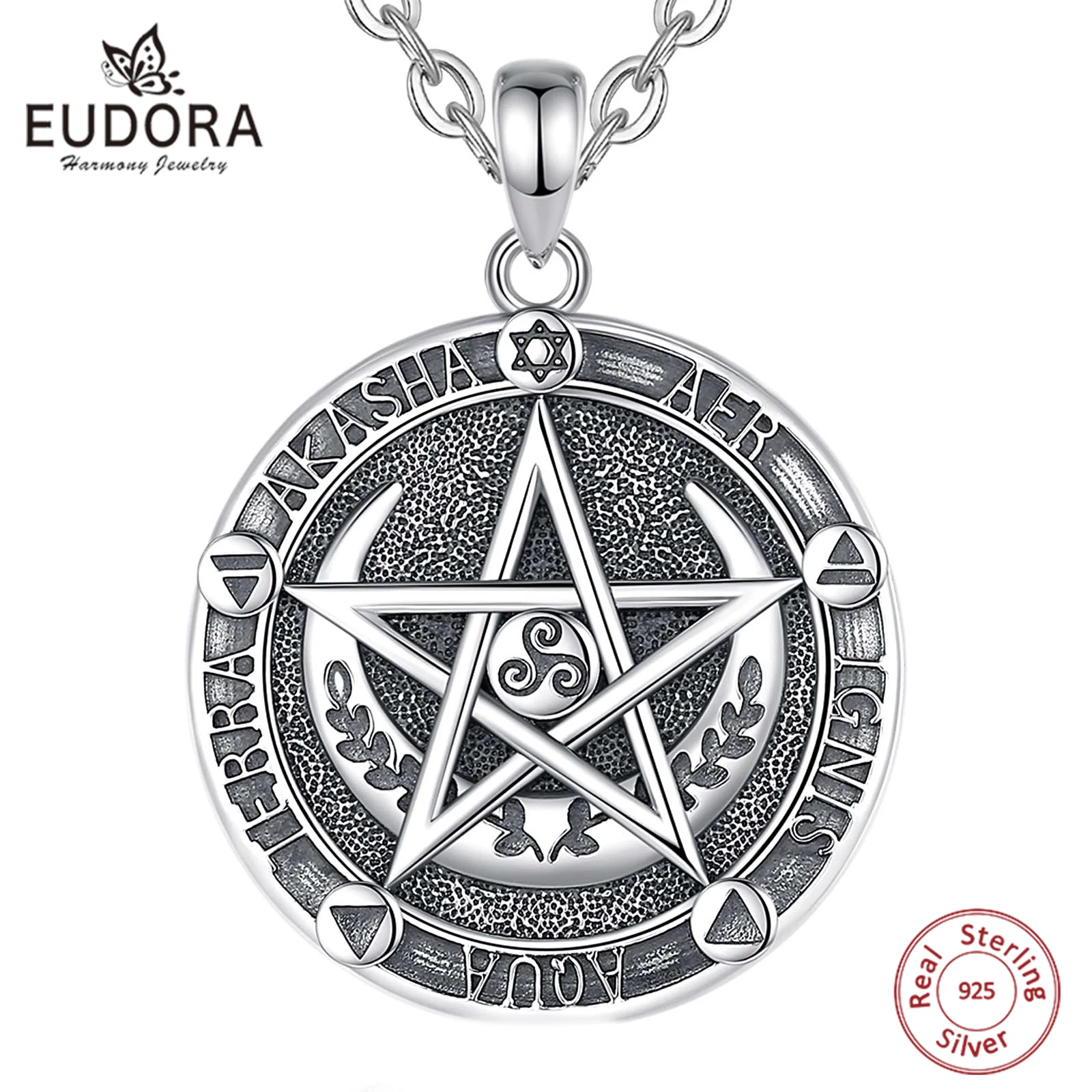 Ciondolo Pentacolo In Argento Sterling Con Collana In Similpelle Regolabile – Unisex, Regalo Wicca - 2