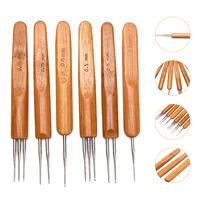 Crochet Hook Dreads Loc Crochet Needle Wooden Handle 0.5Mm 0.75Mm For Dreadlocks Braids Hair Making Needle Tools For Dreads 1