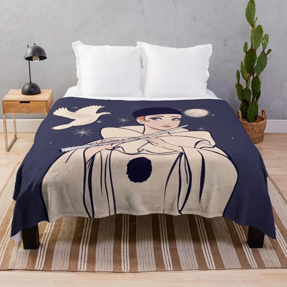 Pierrot Playing Flute Throw Coperta Extra Large Throw Divani Coperte