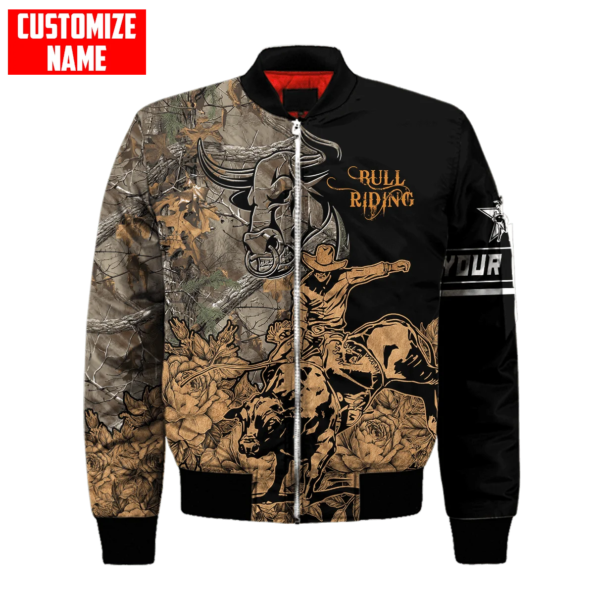 Männer Bomberjacke Anpassen Name Bull Riding 3D Gedruckt Winter Reißverschluss Jacke Casual Unisex Harajuku Streetwear Mantel FX-08 – Detail 4