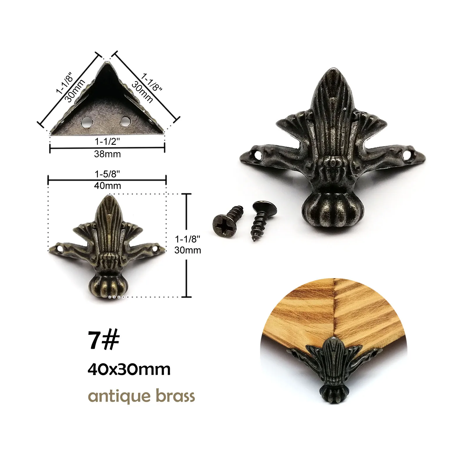 4 Stück Schmucktruhe Holzbox Geschenk Weinkiste Dekorative Füße Bein Eckenschutz Stützhalterung mit Schrauben Golden Silber Bronze – Detail 17