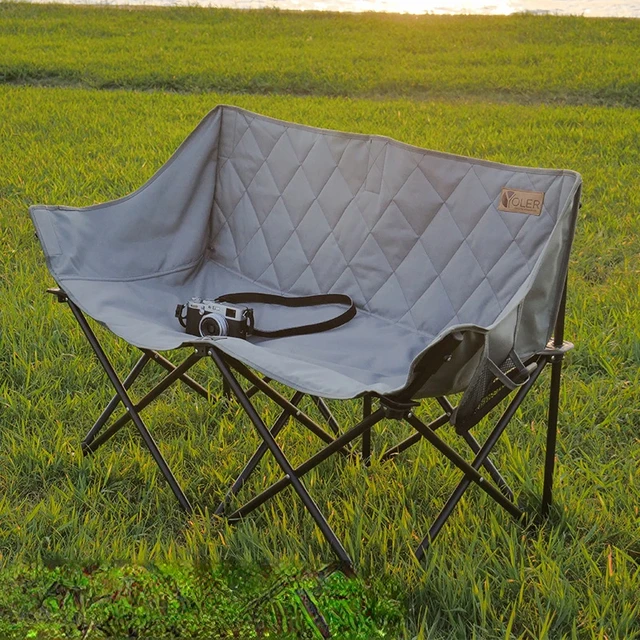 Convenient Double Folding Camping Chair: Leisure Backrest Fishing