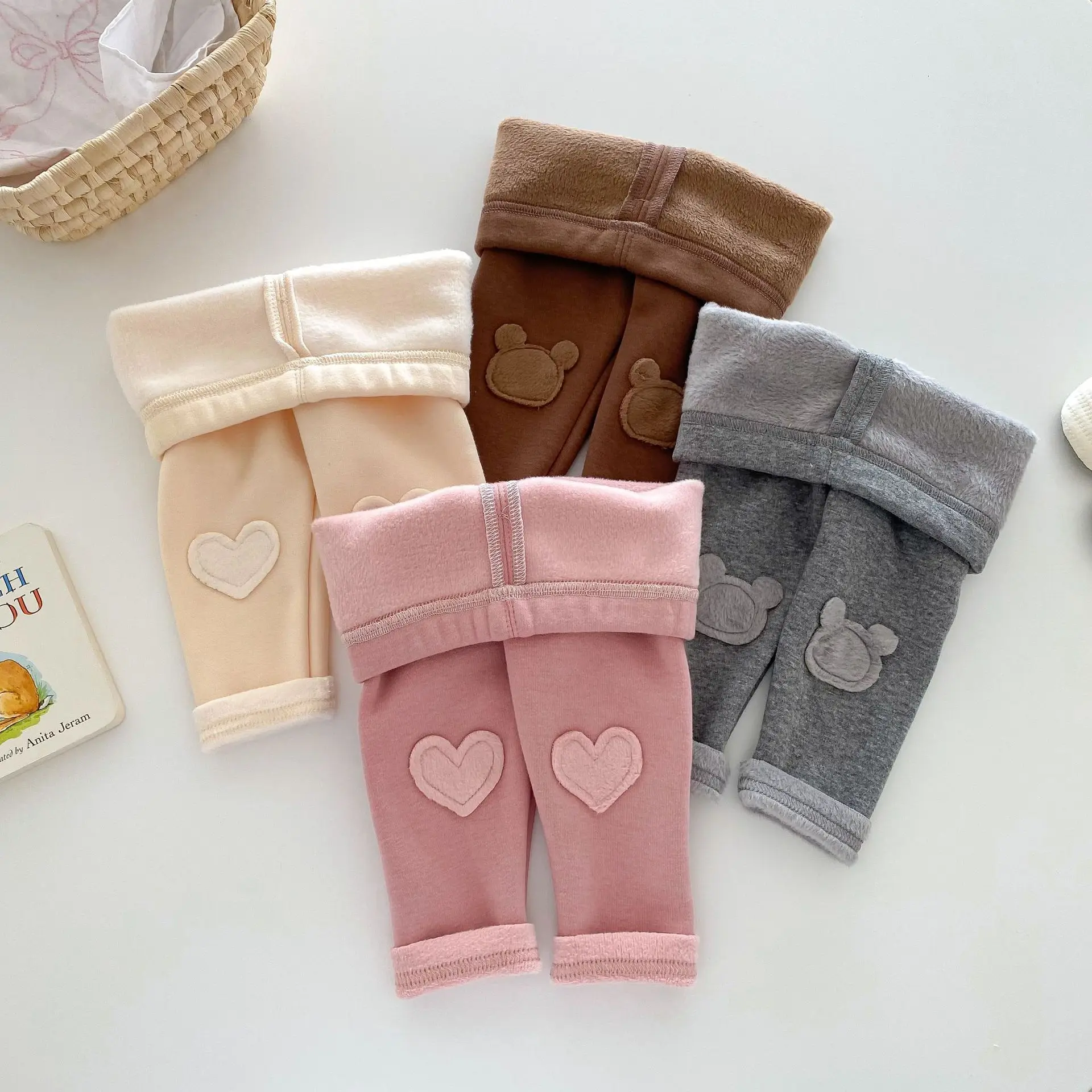 Girls Leggings Winter 0-5Y Children's Clothes Baby Girls Patch Plus Velvet Warm Pants Trousers baby trousers,baby leggings