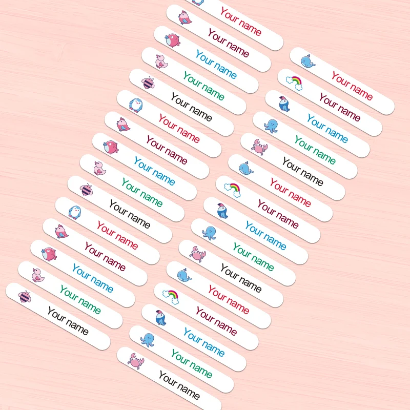 ‌ Adesivi con nome ecologici personalizzati Disegni animali personalizzati impermeabili - Borse da scuola per bambini ed etichette di cancelleria