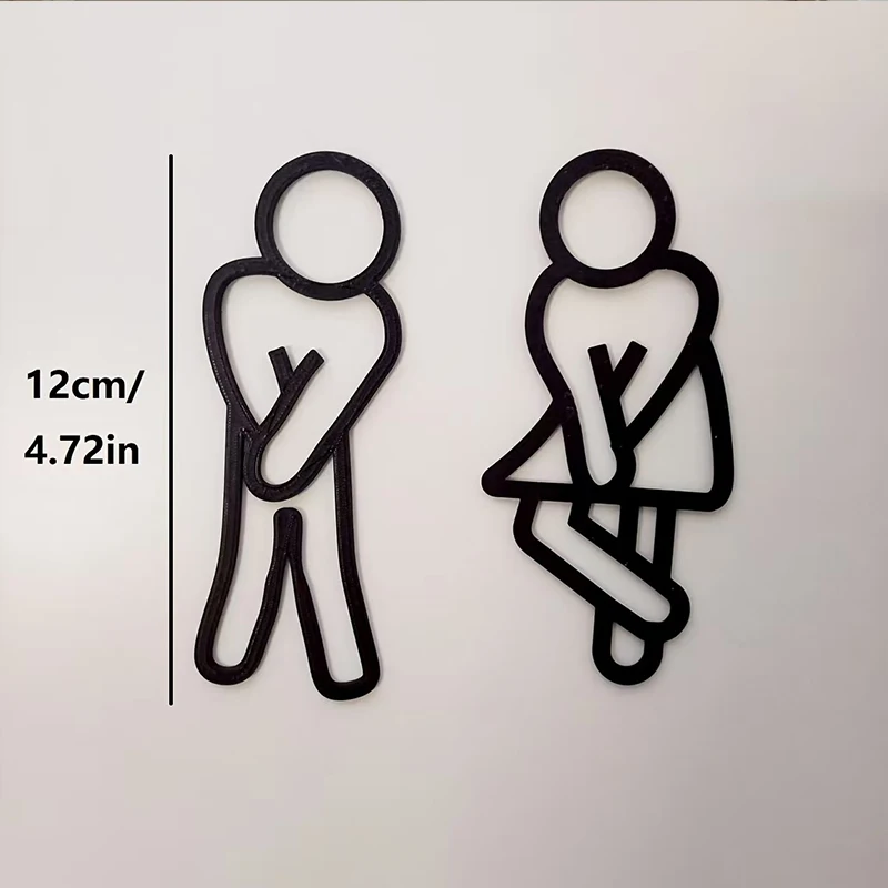 나무 화장실 문 표지판 장식 3D 평면 화장실 문 장식 레스토랑 호텔 카페 화장실 표지판 벽 스티커 걸이형 장식품