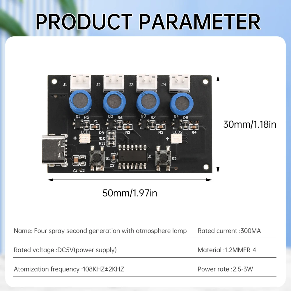 가습기 모듈 분무 제어 보드 DIY 키트, 드라이버 회로 보드, 4 포거 분무 필름 무화기 시트 진동