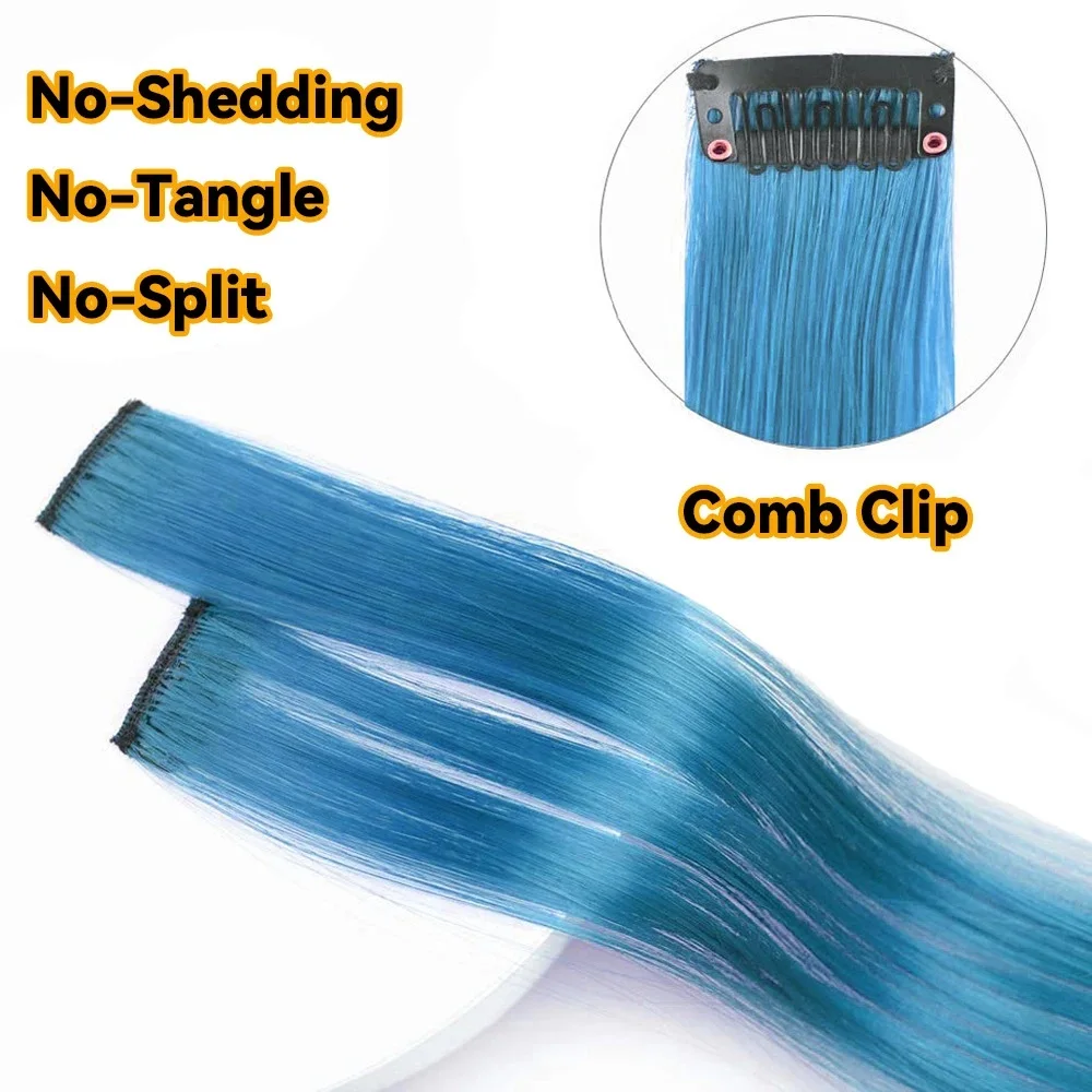 HAIRSTAR Synthetic Hair Extensions With Clips Heat Resistant Straight Hair Colorful Extension Hair Clip Womens