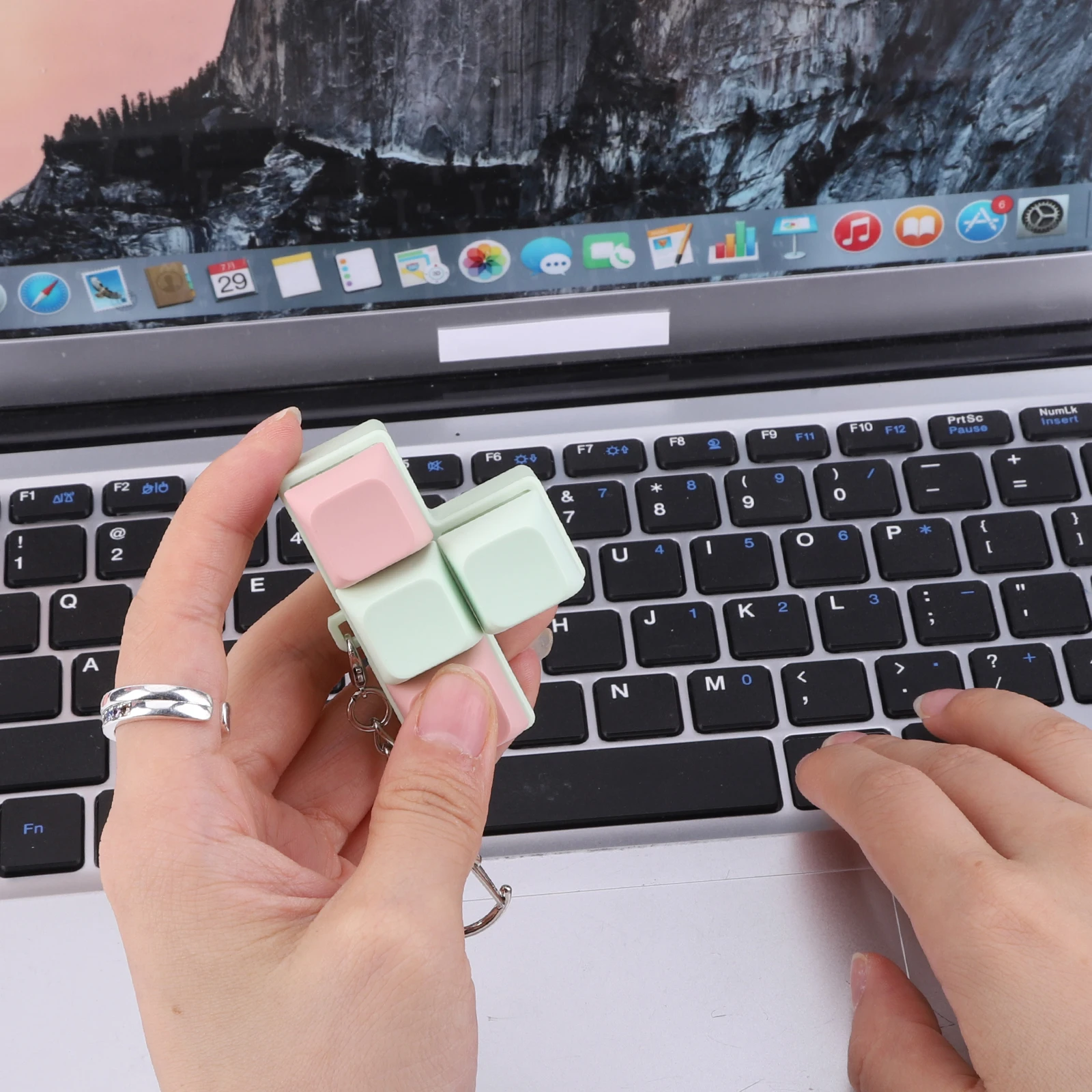 ABS PC Fidget Keyboard Toy Stress Relief Keychain
