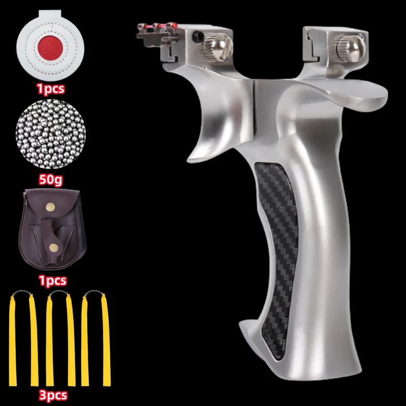 

High Precision Rubber Band Shooting Alloy Slingshot and High-power Metal Catapult Sports Shooting Slingshot for Outdoor Hunting