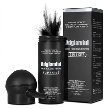 Adglamful 30 g di fibra per la costruzione dei capelli: design della testa di spruzzo, copertura precisa, ispessimento rapido in 5 secondi per aree sparse e styling