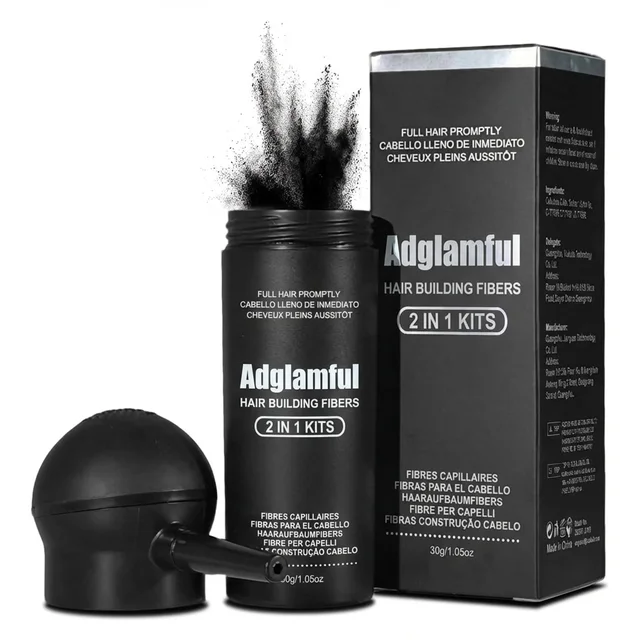 Adglamful 30g fibre de renforcement des cheveux-conception de tête de pulvérisation, couverture précise, épaississement rapide en 5 secondes pour les zones sparsees et le coiffage 1