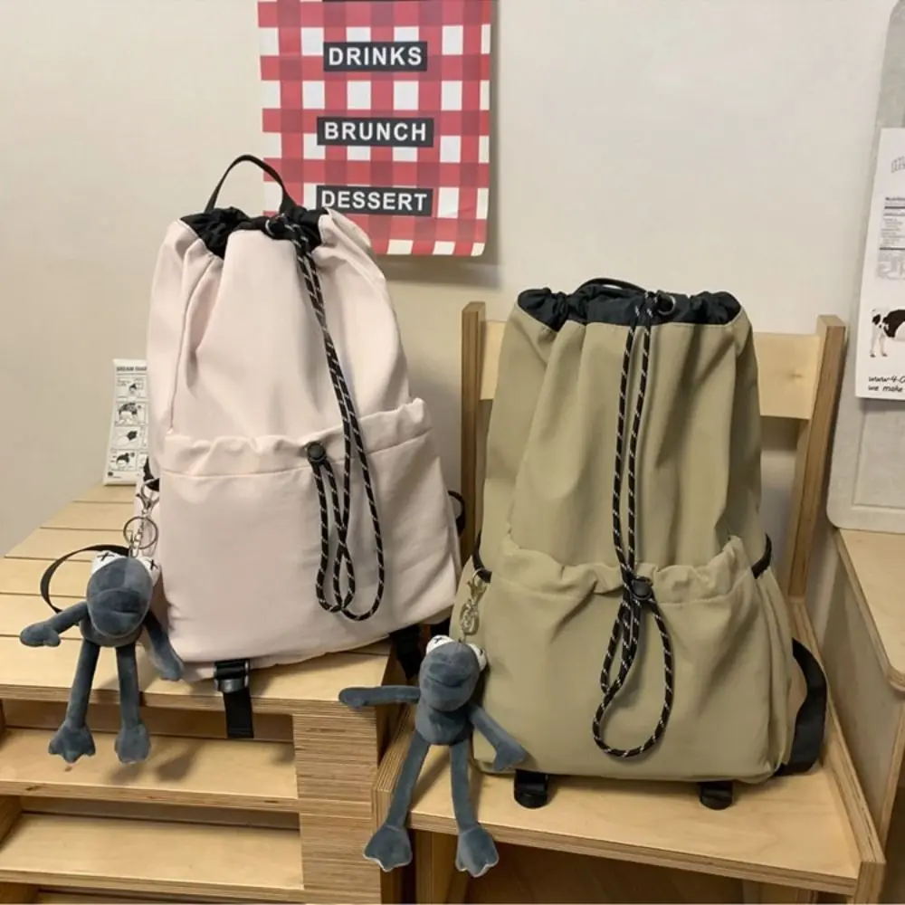 드로스트링 하이킹 배낭 대용량 멀티 포켓 스쿨백 레저 천 가방 등산용