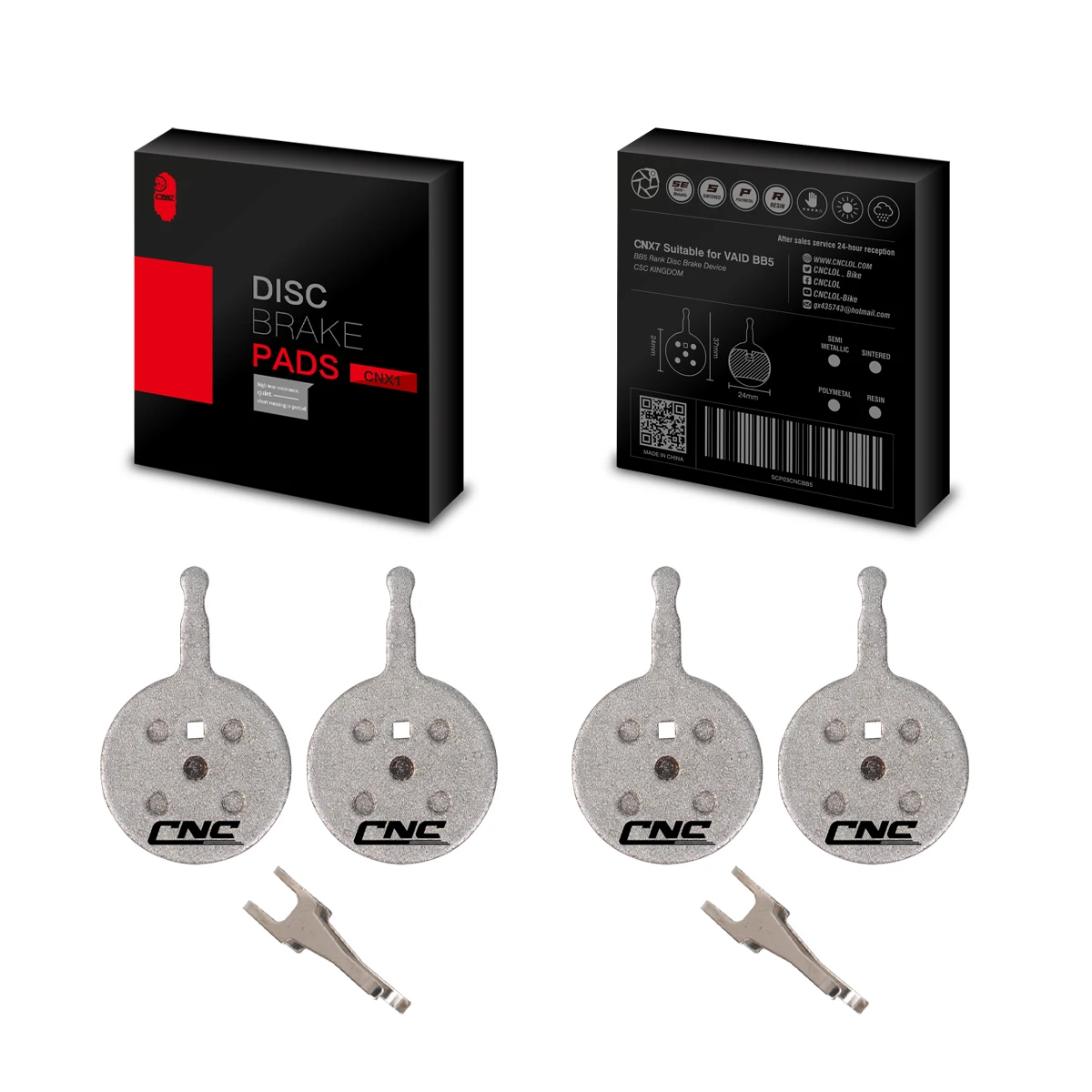 JUSCYCLING Semi-Metal Brake Pads For JAK-5 B777 - 2 Pairs Set For Mountain Bikes