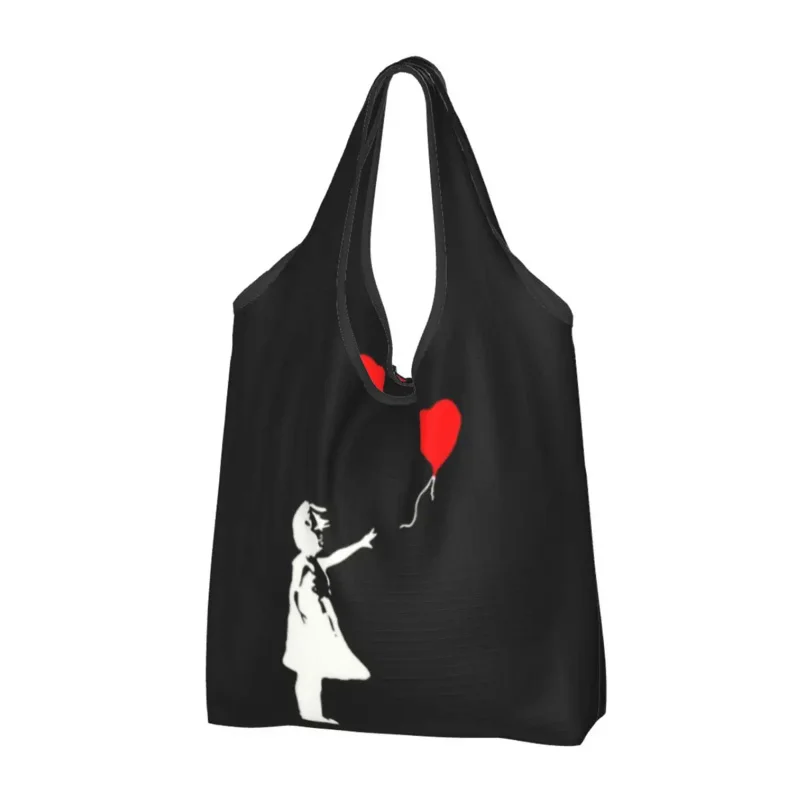 

Fashion Printing Banksy's Balloon Girl Shopping Tote Bag Portable Shopper Shoulder Banksy World Peace Handbag