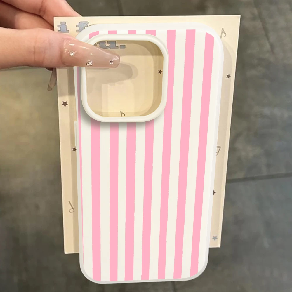 Minimalist Pastel Pink Stripe Matte Macaron Phone Case