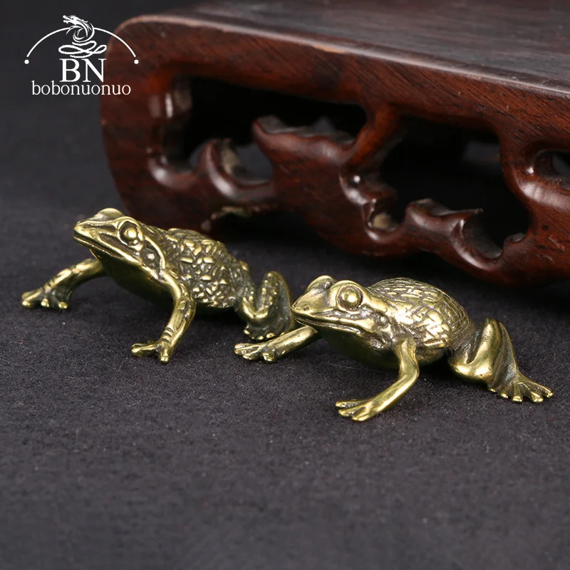 Pure Copper Frog Toad Statue Ornaments tea pet ornaments Desktop Antique Brass Tea Pet Collection Home Decoration for Living Room Animal Figurines