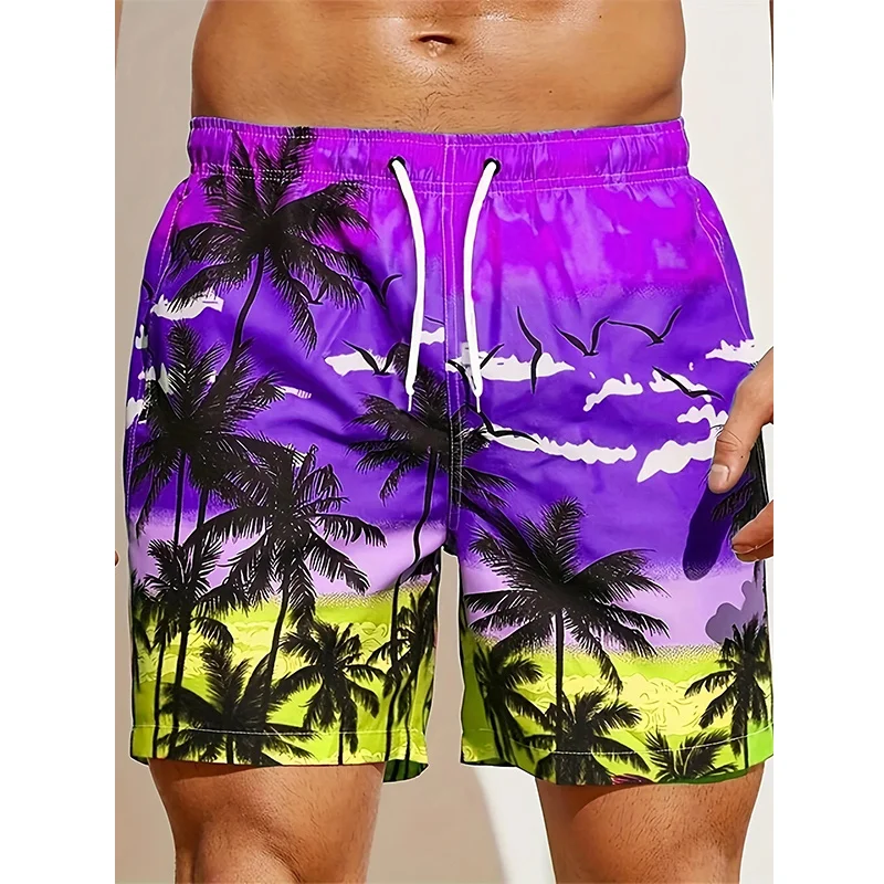 New Summer Harajuku 3D Cocoanut Trees Printing Beach Shorts Palm Tree Graphic Board Shorts For Men Hawaiian Cool Swimming Trunks 6