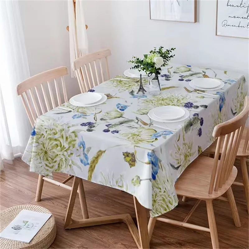 Table Cover Tablecloth Protector Bohemian Abstract Style Leaf Plant Printed Tablecloth Waterproof Kitchen Decoration Party Tablecloth