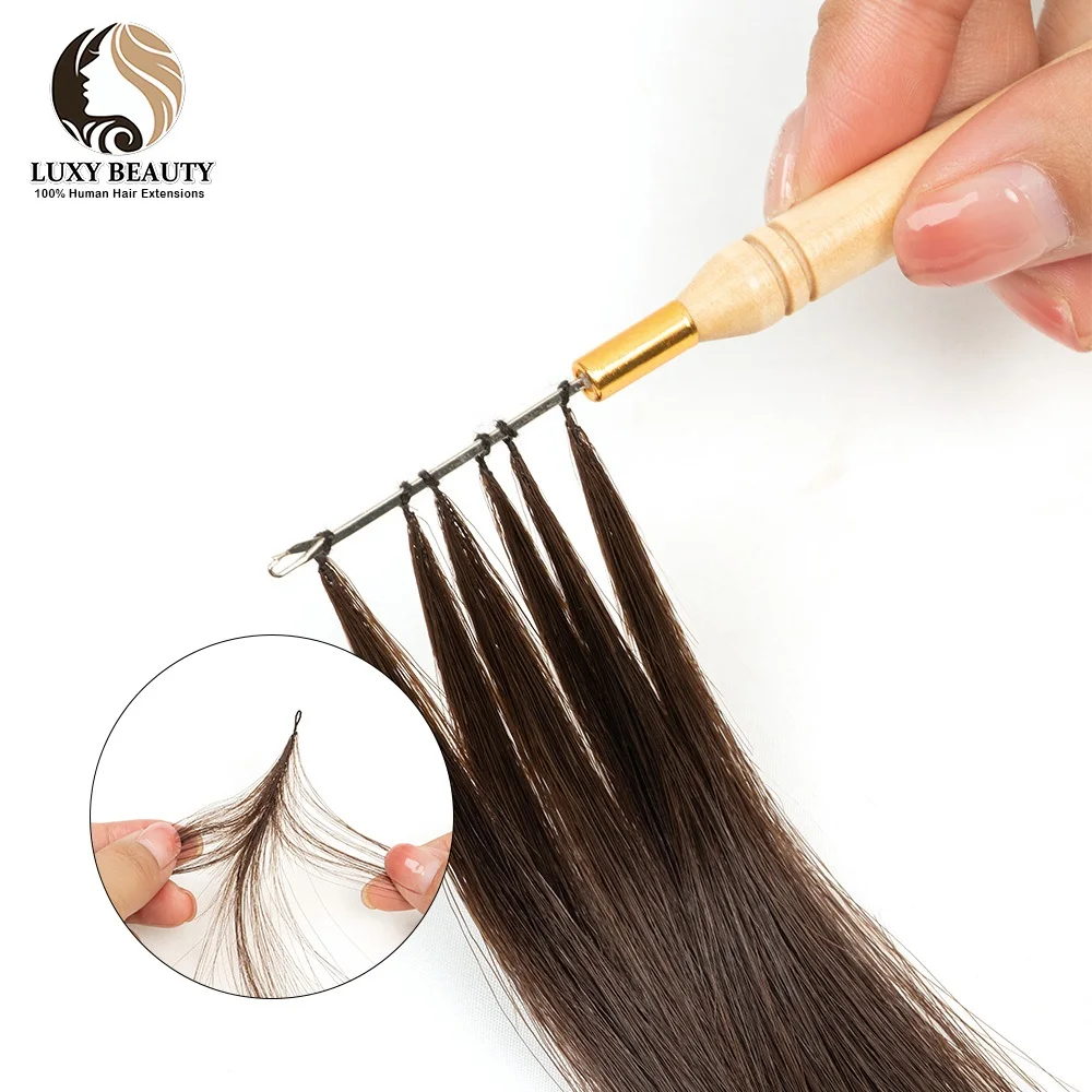 Brown Feather Line Hair Extensions Human Hair Straight Virgin Human Feathers In Extensions For Women 40strands/pack