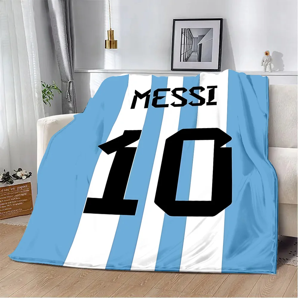 Printed Blanket Football star M-MessiS Picnic Blankets Warm Blanket Soft and Comfortable Blanket Home Travel Birthday Gift 4