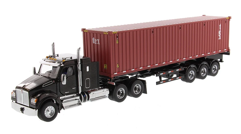 New DM 1:50 Kenworth T880 SBFA 40in-Sleeper Tandem Tractor and 40' Dry goods sea container Metallic black cab 71060