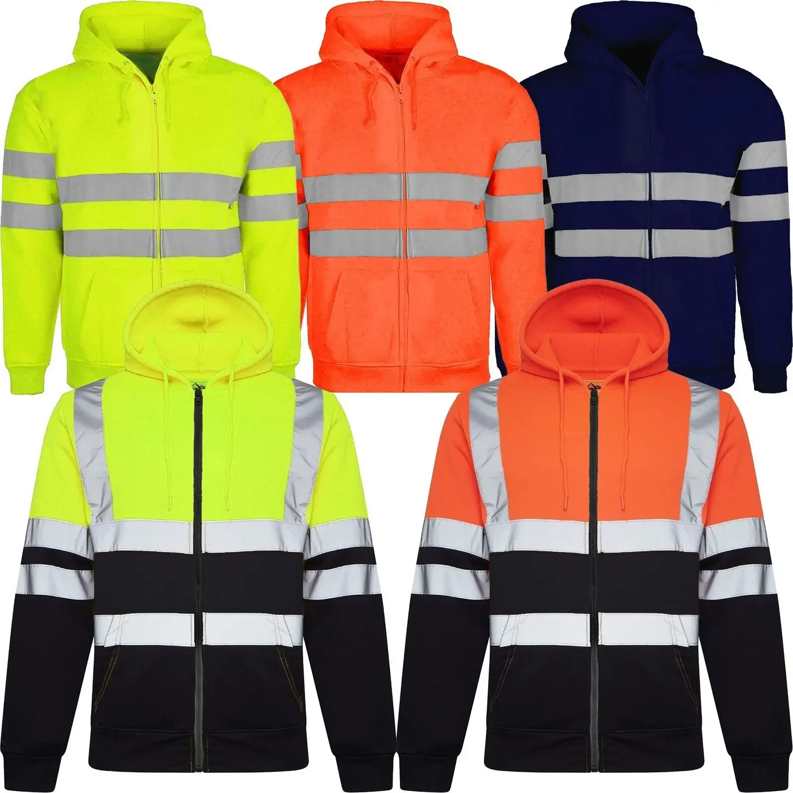 Men Strip Sanitation Overalls Fleece Hooded Jacket for Cold-Proof Outdoor Sweater Work Safety Coat Outdoor