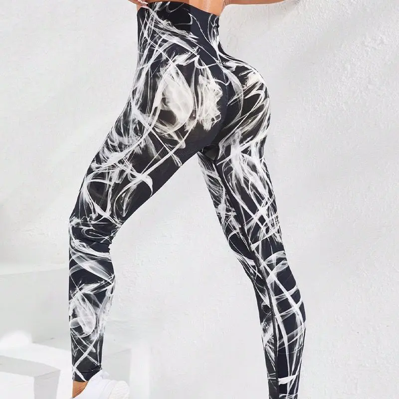 

Women Seamless Tie Dye Leggings 3D Printed Fitness Tights Hip Liftting Elastic Knitting Workout Running High Waist Yoga Pants