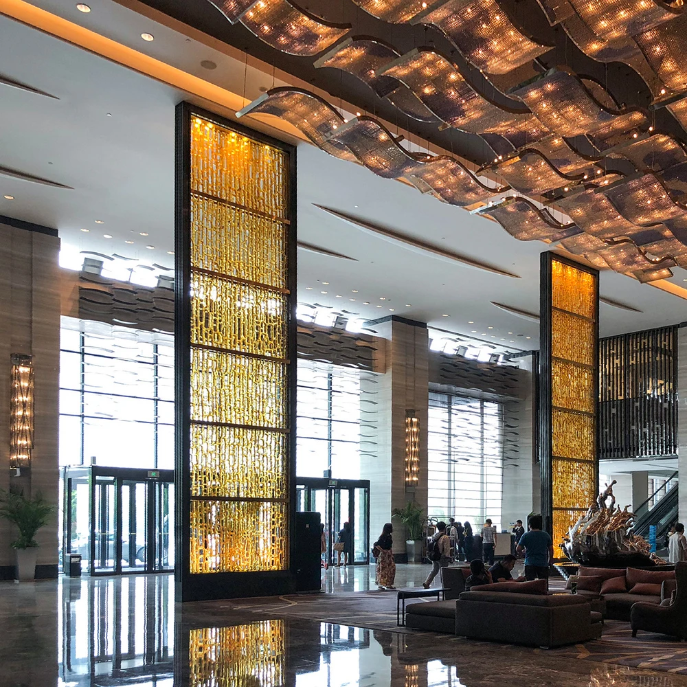 중국풍 금속 룸 디바이더 앤틱 304 316 스테인리스 스틸 파티션 스크린 요부