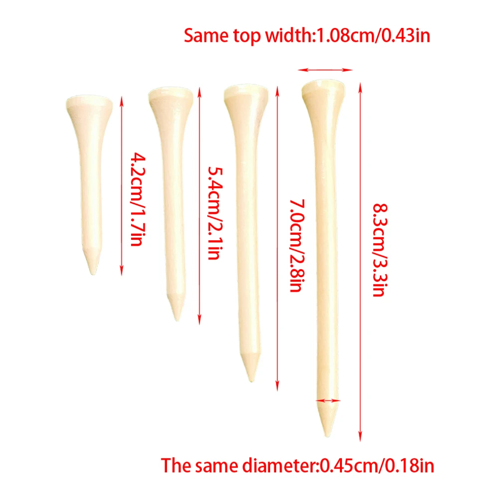 100 Count Golf Tees Bamboo Tee Golf Balls Holder 4 Sizes Available Stronger Than Wood Tees  42mm 54mm 70mm 83mm Golf Accessories