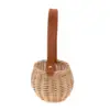 Woven Storage Basket Plant Wicker Hanging Baskets Garden Flower Vase Potted Plant Pot with Leather Handle Storage Baskets 6