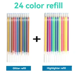 Vibrant 12-Color Gel Pen Refills Set - Glitter, Metallic, Pastel, Neon & Fluorescent Inks (24 color set)