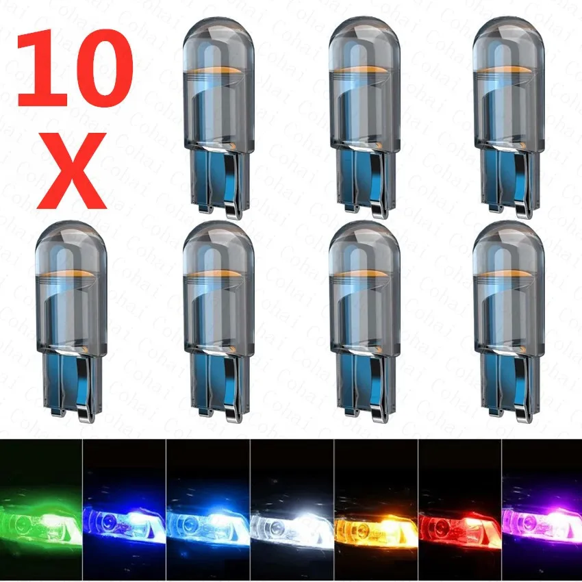 10x новейший W5W Led T10 Автомобильный свет COB стекло 6000K автомобильный номерной знак