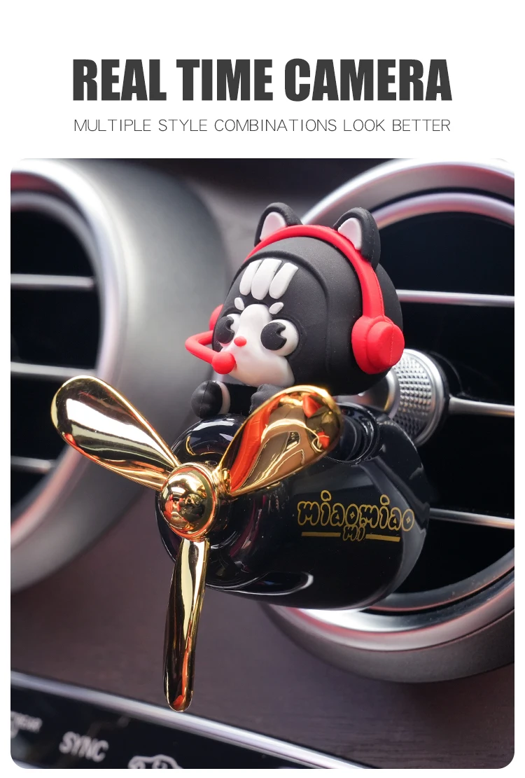 Ohne Parfüm DIY Duft Katze Pilot Rotierender Propeller Flugzeug Auto Ornament Lüftungs-Aroma-Diffusor Dekorationen Zubehör Cool Spaßig – Detail 3