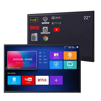 Souria TV da bagno intelligente da 22 pollici di colore nero IP66 Display Android impermeabile WiFi Bluetooth Televisione Hotel ATSC DVB Pubblicità 1