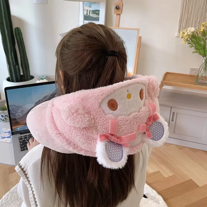 Sanrio My Melody Plush Hooded U-shaped Pillow Cute Cartoon Anime Disney Dumbo Marie Car Sleeping Pillow Lovely Gifts For Girl 5